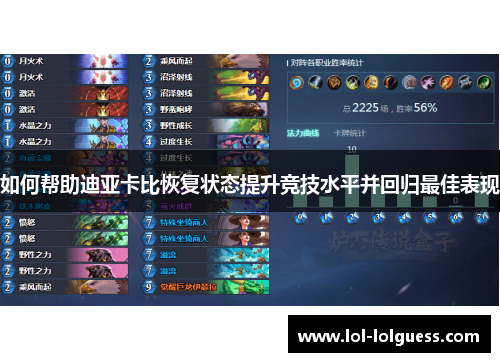 如何帮助迪亚卡比恢复状态提升竞技水平并回归最佳表现